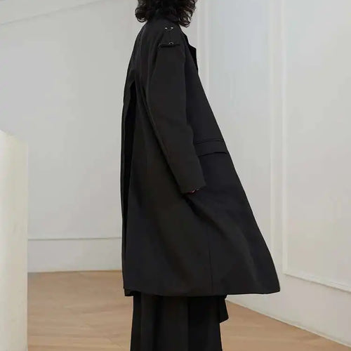 Load image into Gallery viewer, Women Black Big Size Long Casual Blazer New Lapel Long Sleeve Loose Fit Jacket Fashion Tide Spring Autumn 2025 1DH0063
