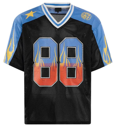 Vintage Jerseys Shirts Y2K Graphic Printed Patchwork Sports Shirt Streetwear Hip Hop Baggy Mesh Breathable Quick Drying Top Tee