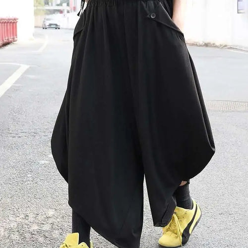 Load image into Gallery viewer, High Elastic Waist Black Brief Long Casual Wide Leg Pants New Trousers Women Fashion Tide Spring Autumn 2025 1DJ0218
