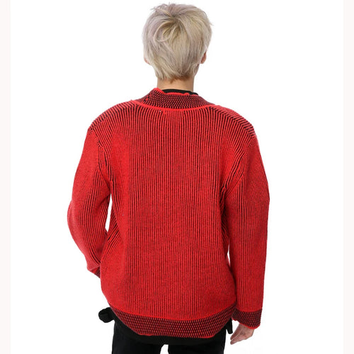 Load image into Gallery viewer, Male Pullover Sweaters Stripe V-neck Men&#39;s Knitting Pullovers Casual Spring Trendy Red Men Clothing 9C4288
