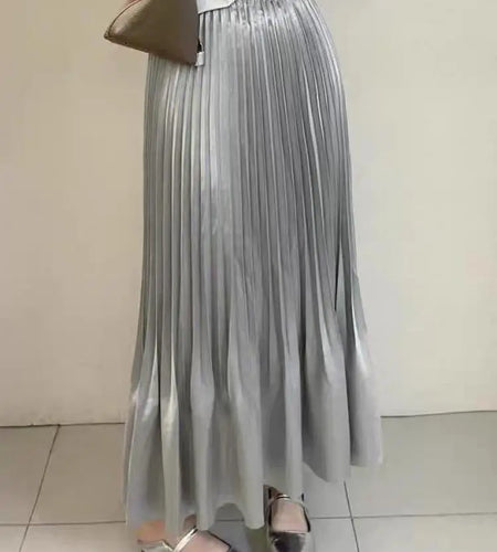 Spring Summer French Fashion Black Elegant Sexy Club Pleated Long Skirts Women Grey High Waist Vacation Slim Wrap Hip Skirt 2025