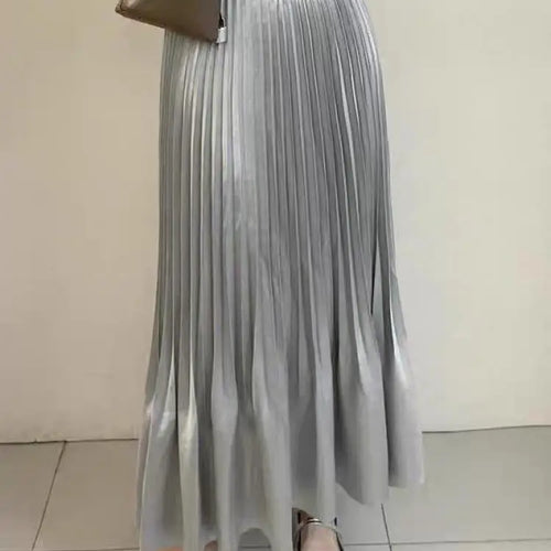 Load image into Gallery viewer, Spring Summer French Fashion Black Elegant Sexy Club Pleated Long Skirts Women Grey High Waist Vacation Slim Wrap Hip Skirt 2025
