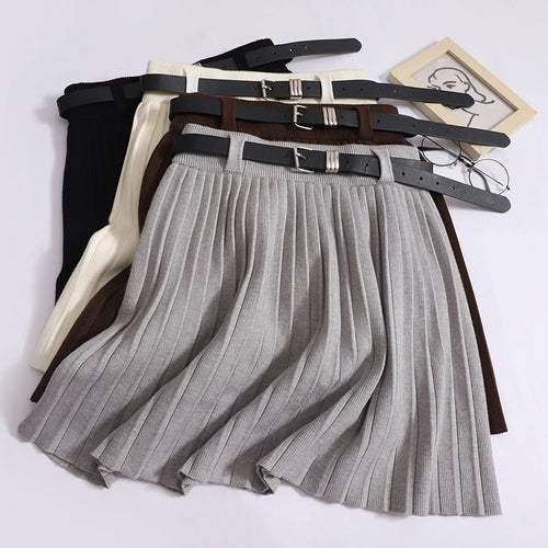 Load image into Gallery viewer, Women Solid Elegant Sexy Club Pleated A-line Short Skirt Summer High Waist Festival Party Knitted Mini Skirt Fashion Popular New
