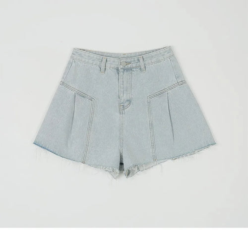 Load image into Gallery viewer, Fashion Summer Women Pink Elegant High Waist Button Wigh Leg Jeans Casual Female Loose Blue Versatile A-line Denim Shorts French
