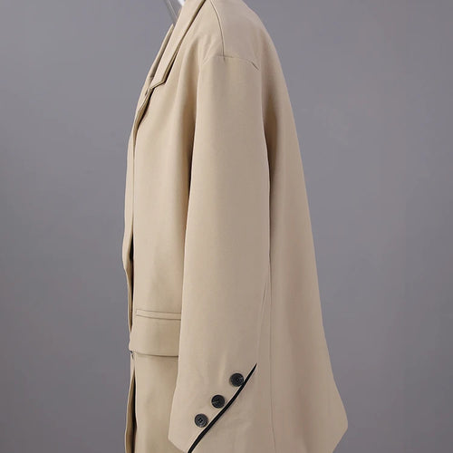 Load image into Gallery viewer, Women Khaki Double Breasted Big Size Elegant Blazer New Lapel Long Sleeve Jacket Fashion Tide Spring Autumn 2025 1DH6252
