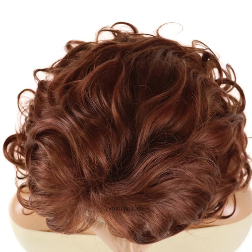 Load image into Gallery viewer, Synthetic Curly Hair Wigs for Women Natural Wig with Bangs Short Haircuts Shoulder Length Brown,Auburn,Black Wig Mother
