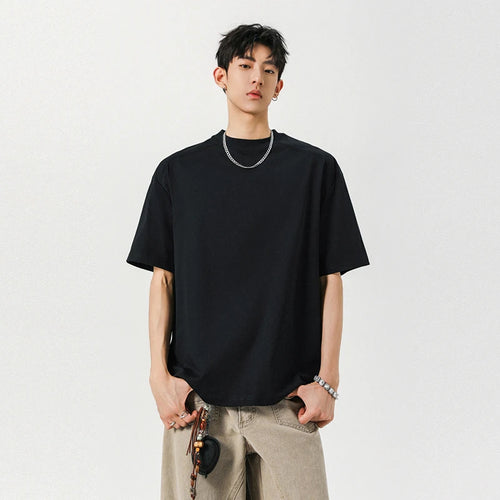 Load image into Gallery viewer, Men's Short Sleeve T-shirts New Korean Tide Splicing Fashion Solid Color Simple Stylish Pullover Male Clothing 9W1941

