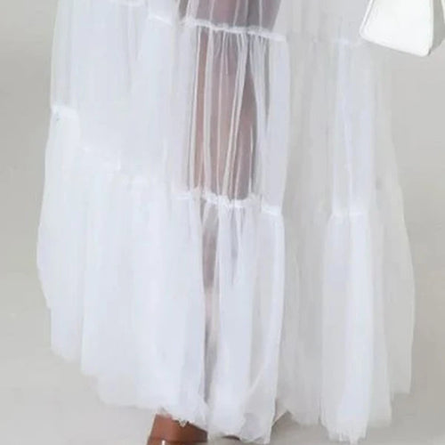 Load image into Gallery viewer, Elegant See-through Patchwork Chic Maxi Dress Woman 2025 Summer Puff Sleeves White Long Dresses Fit party birthday
