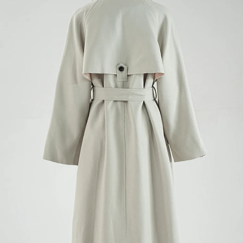 Load image into Gallery viewer, Women Green Belted Elegant Big Size Long Trench New Lapel Long Sleeve Windbreaker Fashion Tide Spring Autumn 2025 CPG1795
