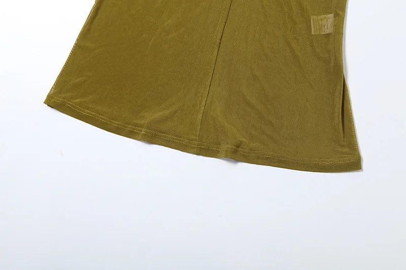 Mesh Ruffled Ruched Sexy Maxi Dress For Women Gown Fashion Solid Sleeveless Backless Bodycon Club Long Dress Vestido