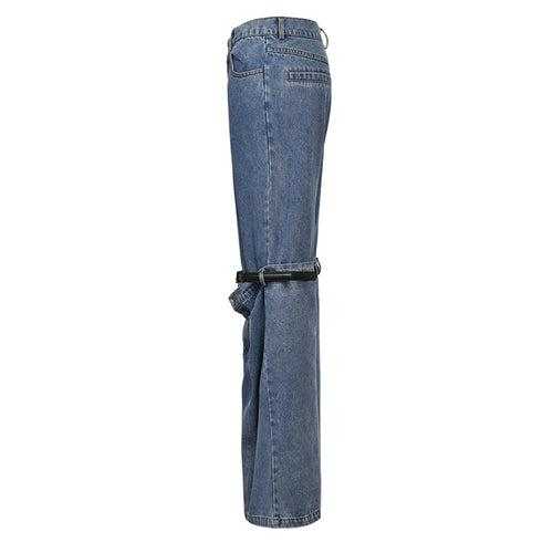 Load image into Gallery viewer, Fashion Men&#39;s Jeans Streetwear High Waist Pockets Belt Wide Leg Jeans Personality New Loose Trousers Autumn 2023
