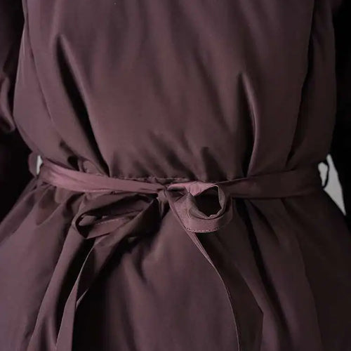 Load image into Gallery viewer, Wine Red Belted Big Size Warm Cotton-padded Coat Long Sleeve Women Parkas Fashion Tide New Autumn Winter 2025 2AA4243
