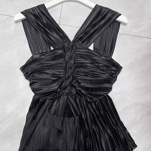 Load image into Gallery viewer, Solid Minimalist Spliced Folds Vest For Women V Neck Sleeveless Tunic Slimming Vests Female Fashion Style Clothes
