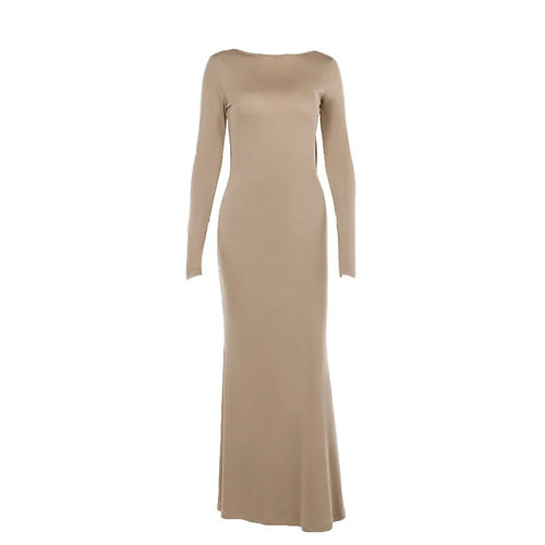 Load image into Gallery viewer, Sexy Long Sleeve Backless Bodycon Maxi Dress Women Slim High Waist Elegant O-neck Holiday Dress Ladies Outfits Autumn
