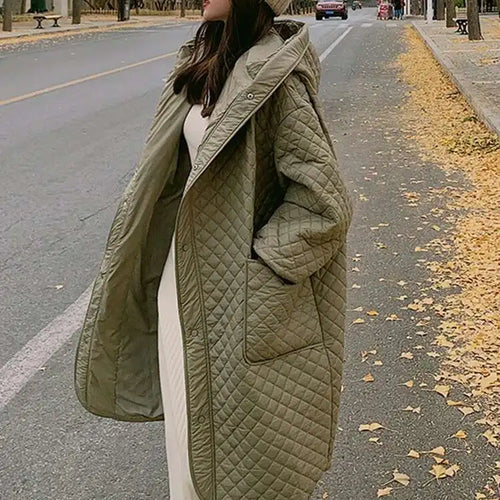 Load image into Gallery viewer, Army Green Big Size Keep Warm Hooded Cotton-padded Coat Long Sleeve Women Parkas Fashion New Autumn Winter 2025 1DH8601
