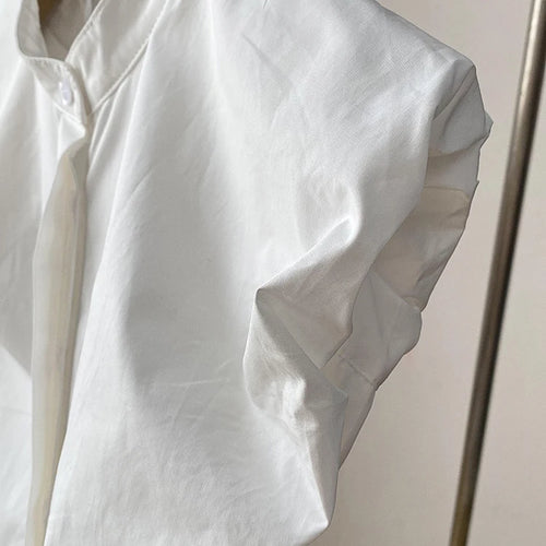 Load image into Gallery viewer, Women White Shaped Elegant Vintage Blouse New Stand Collar Sleeveless Shirt Fashion Tide Spring Summer 2025 1DJ1479
