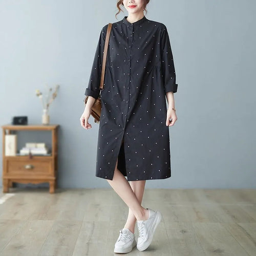 Load image into Gallery viewer, Women Blouses 2022 New Long Sleeve Top Polka Dot Print Casual Fashion Shirts Female Clothes Loose Medium Long White Blouse
