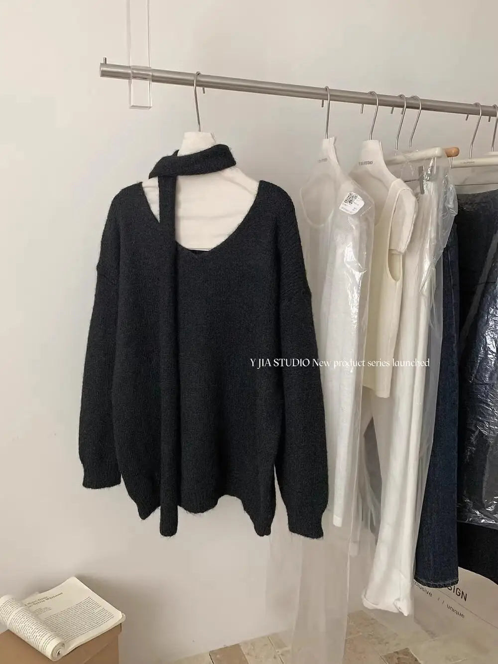 Fashion Popular 2024 Autumn Winter Women's New Solid V Neck Short Pullover Sweater French  Long Sleeve Versatile Tops Simplicity