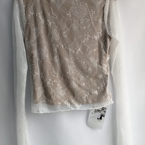 Load image into Gallery viewer, Sexy Lace Mesh Top V Neck Tees Y2k Aesthetic Slim Japanese Harajuku Crop  Chic Women Bottoming Long Sleeve T-shirt Outerwear
