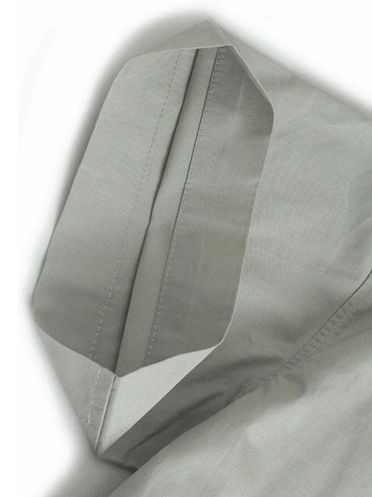 Women Gray Irregular Pocket Spliced Big Size T-shirt New Round Neck Short Sleeve Fashion Tide Spring Summer 2025  1DJ0923