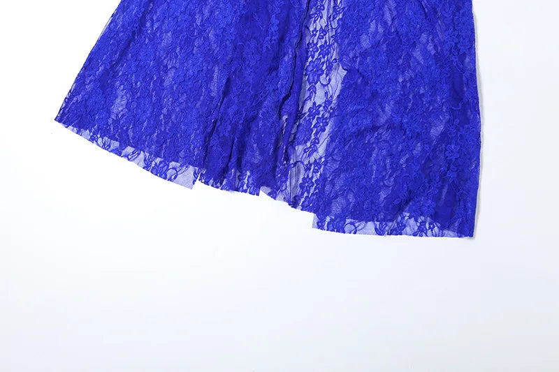 Lace See Through Strapless Sexy Maxi Dress For Women Gown Halter Hollow Out Sleeveless Backless High Split Long Dress