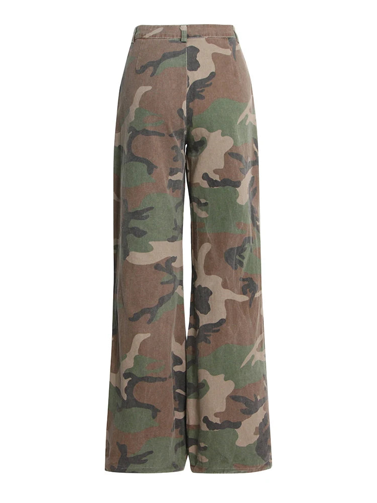 Y2k Camouflage Wide Leg Pants For Women High Waist Casual Loose Streetwear Trousers Female Autumn Clothing Fashion