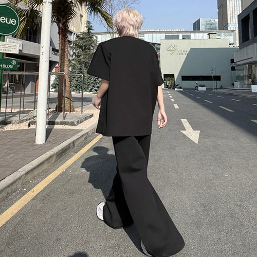 Load image into Gallery viewer, Men's Pants Set New  Summer Solid Color Splicing Short Sleeve Sweatshirt Straight Leg Trendy  Casual Pants Menwear 9W1797
