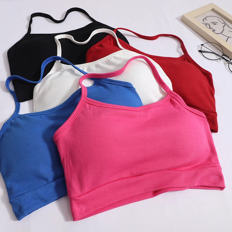 Korean Solid Elegant Sexy Club Sleeveless Short Halter Vest Women 2024 Fashion Backless Vacation Tops Casual Clothing Simplicity