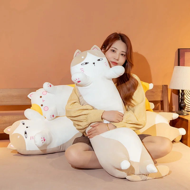 130cm Kawaii Soft Long Cat Pillow Stuffed Plush Toys Nap Pillow Home Comfort Cushion Boy Girl Birthday Gift Cute Plushies