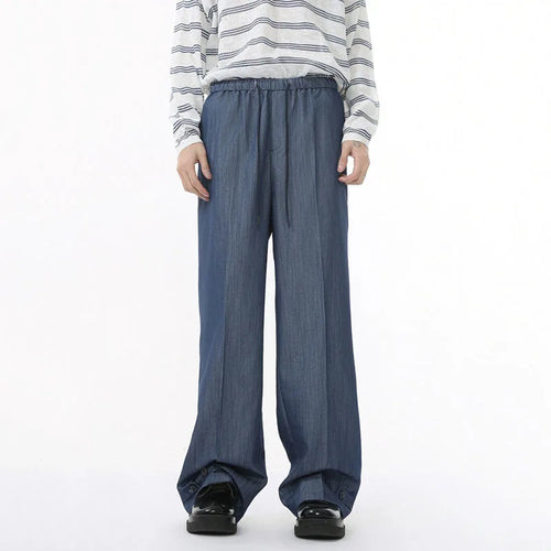 Load image into Gallery viewer, Men's Casual Clothing Korean Fashionable Elastic Waist Straight Leg Design Solid Color Male Trousers Simple Bottoms 9W1596
