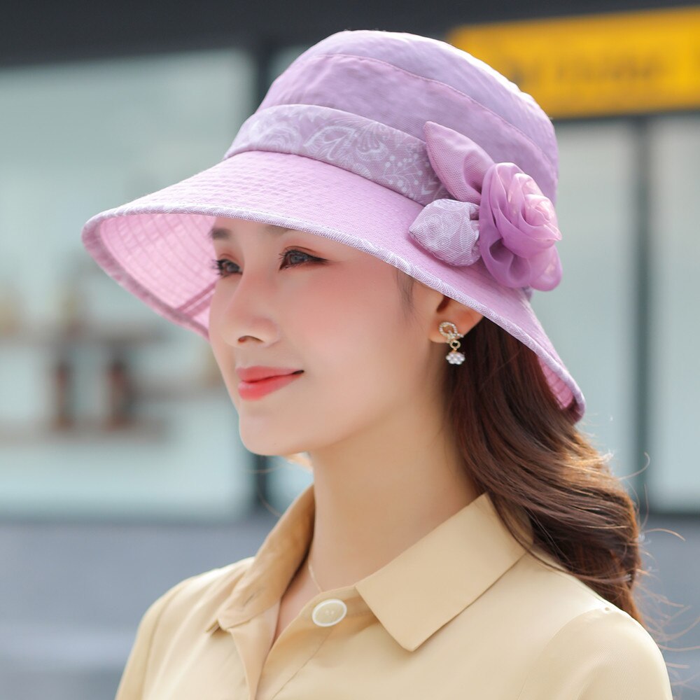 Woman Summer Hats With Visor Hat Fashion Flower Design Sun Hat Travel Bucket Hat