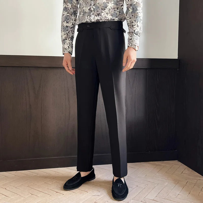 Men's New Casual Men Suit Pants Solid Color Design Groomsman's Trousers Straight Leg Male Bottoms Spring 2025 9W1572