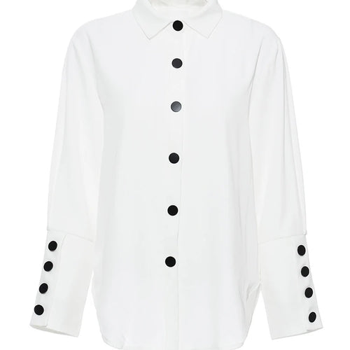 Load image into Gallery viewer, Women Black Bandage Vest Two Piece Blouse New Lapel Long Sleeve Loose Fit Shirt Fashion Tide Spring Autumn 2025 JR675
