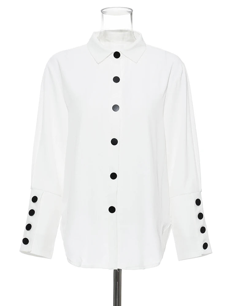 Women Black Bandage Vest Two Piece Blouse New Lapel Long Sleeve Loose Fit Shirt Fashion Tide Spring Autumn 2025 JR675