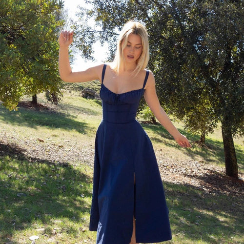 Load image into Gallery viewer, Full Lining Elegant Lace Up Holiday Party Dresses Midi Sexy Spaghetti Strap Split Dress White Summer Dress Women 2023
