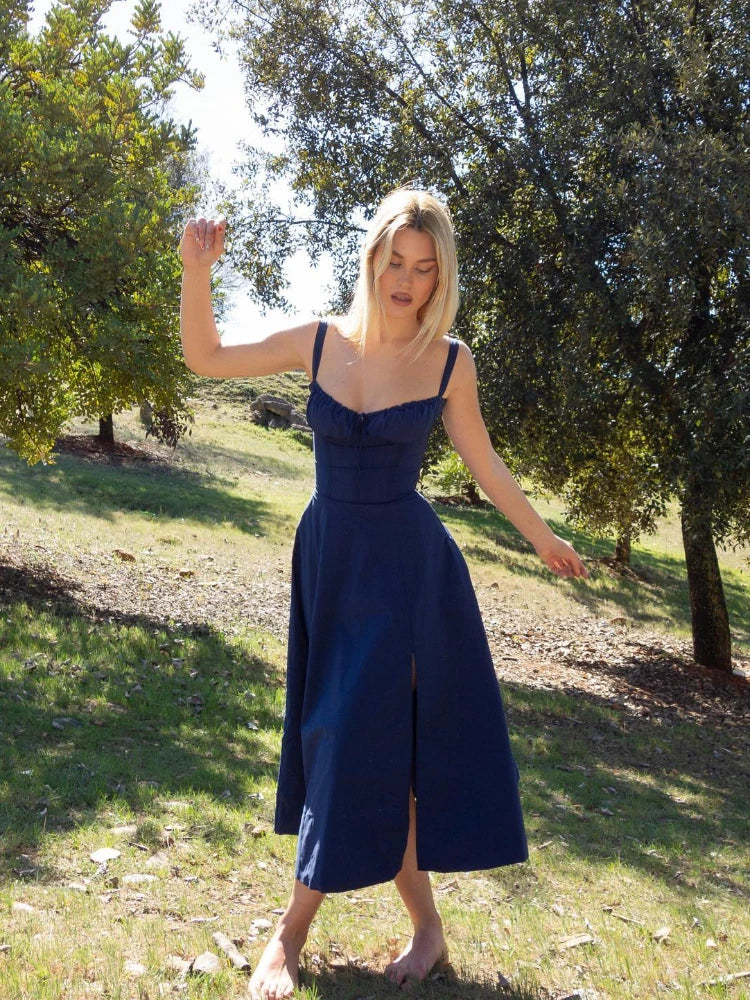 Full Lining Elegant Lace Up Holiday Party Dresses Midi Sexy Spaghetti Strap Split Dress White Summer Dress Women 2023