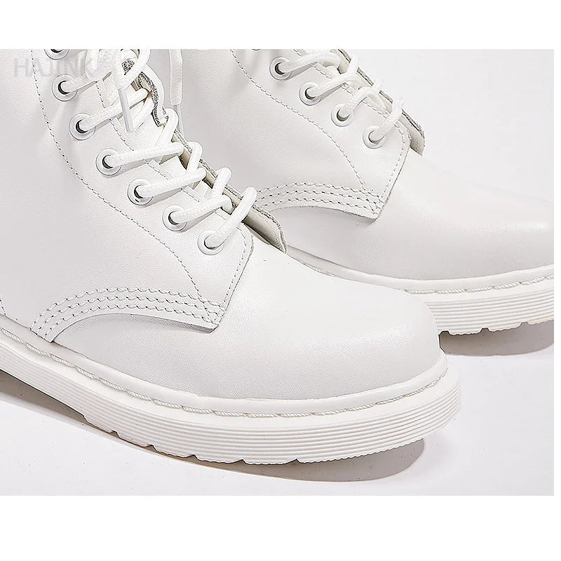 Genuine Leather Boots Women White Ankle Boots Motorcycle Boots Female Autumn Winter Shoes Woman Punk Winter Botas Mujer Spring