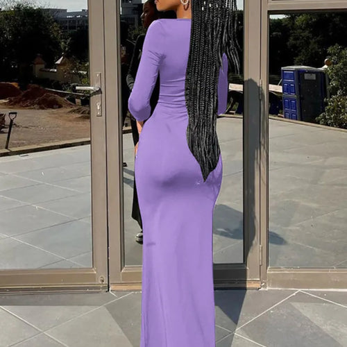 Load image into Gallery viewer, Square Collar Long Sleeve Sexy Long Dress For Women Gown Fashion Elegant Autumn Solid Bodycon Maxi Dress Clubwear
