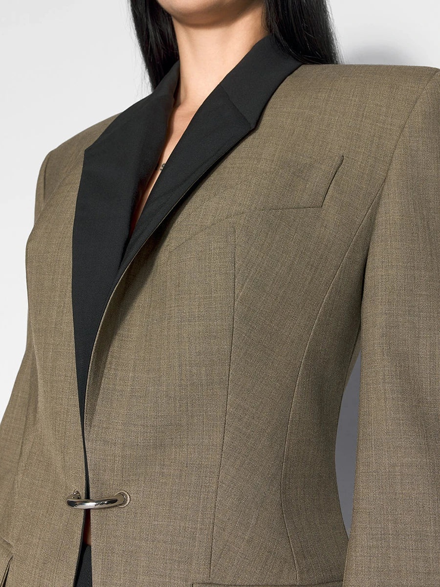 Hit Color Slimming Temperament Blazers For Women Lapel Long Sleeve Tunic Deaigner Chic Coat Female Fashion Style