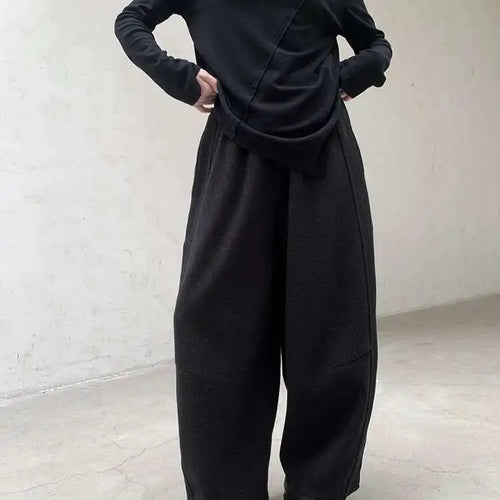 Load image into Gallery viewer, High Elastic Waist Dark Gray Brief Thick Long Wide Leg Pants New Trousers Women Fashion Tide Autumn Winter 2025 1DH8384
