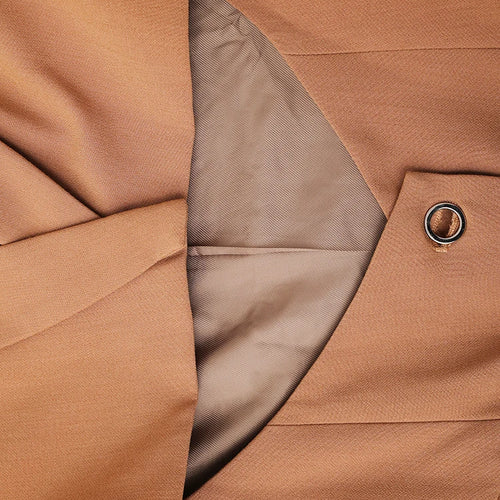 Load image into Gallery viewer, Women Brown Irregular Spliced Long Elegant Blazer New Lapel Long Sleeve Jacket Fashion Tide Spring Autumn 2025 26D9036
