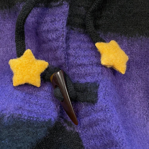 Load image into Gallery viewer, Y2k Aesthetic Star Patchwork Cardigan Femme Striped Vintage Pull  2025 Spring Mohair Harajuku Hooded Fashion Women Sweaters
