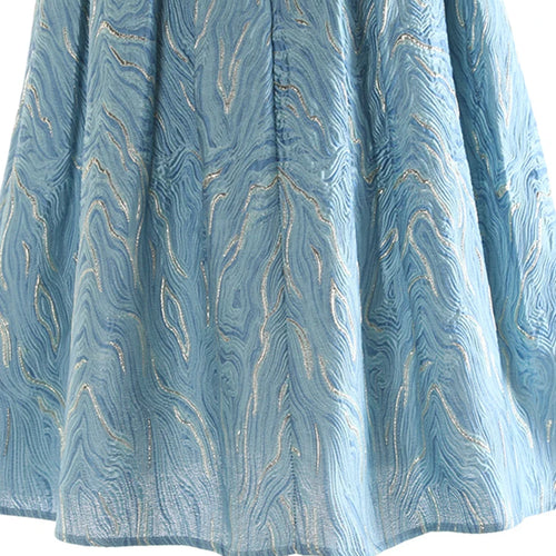 Load image into Gallery viewer, High Elastic Waist Blue Jacquard Textured Pleated A-line Half-body Skirt Women Fashion Tide New Spring Autumn 2025 1DJ1141
