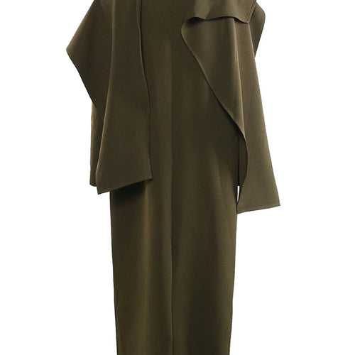 Load image into Gallery viewer, Women Army Green Big Size Long Elegant Blazer New Scarf Collar Long Sleeve Jacket Fashion Tide Spring Autumn 2025 1DH9827
