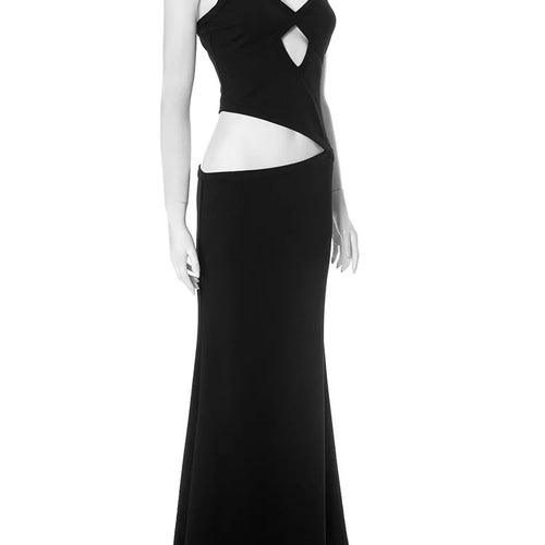 Load image into Gallery viewer, Hollow Out Backless Sexy Maxi Dress Women Gown Spaghetti Strap Sleeveless Irregular Slim Club Long Dress 2025 Summer
