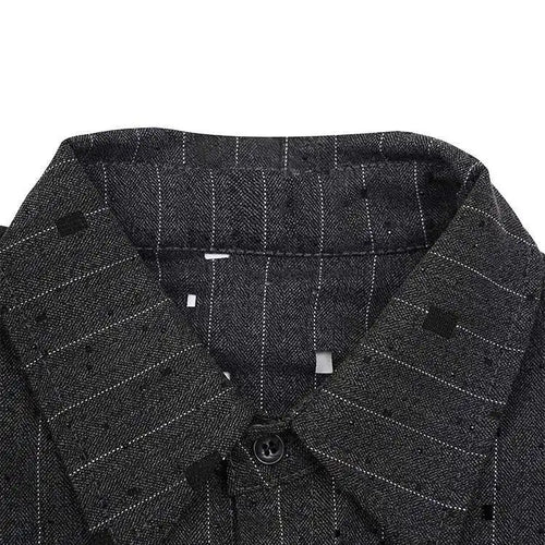 Load image into Gallery viewer, Women Dark Gray Striped Big Size Rhinestones Blouse New Lapel Long Sleeve Shirt Fashion Tide Spring Autumn 2025 CPG2428
