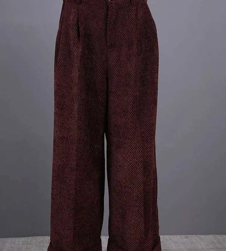 High Waist Wine Red Brief Thick Long Elegant Wide Leg Pants New Trousers Women Fashion Tide Spring Autumn 2025 CPG2797