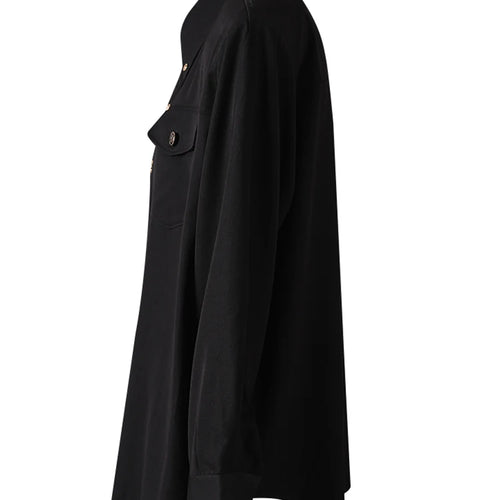 Load image into Gallery viewer, Women Blue Rivet Shoulder Padded Big Size Blouse New Lapel Long Sleeve Shirt Fashion Tide Spring Autumn 2025 CPG3097
