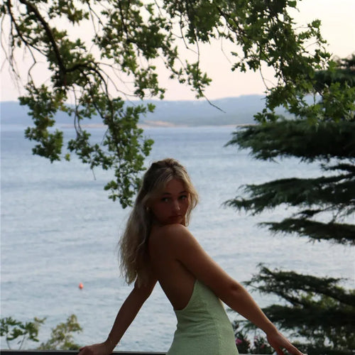 Load image into Gallery viewer, Deep V Neck High Split Maxi Dress For Women Gown Halter Flower Backless Sleeveless Bodycon Knit Long Dress Elegant
