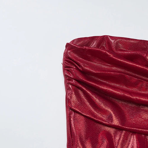 Load image into Gallery viewer, Off-shoulder Strapless Sexy Maxi Dress For Women Fashion Red Sleeveless Backless Thigh High Split Bodycon Club Dress
